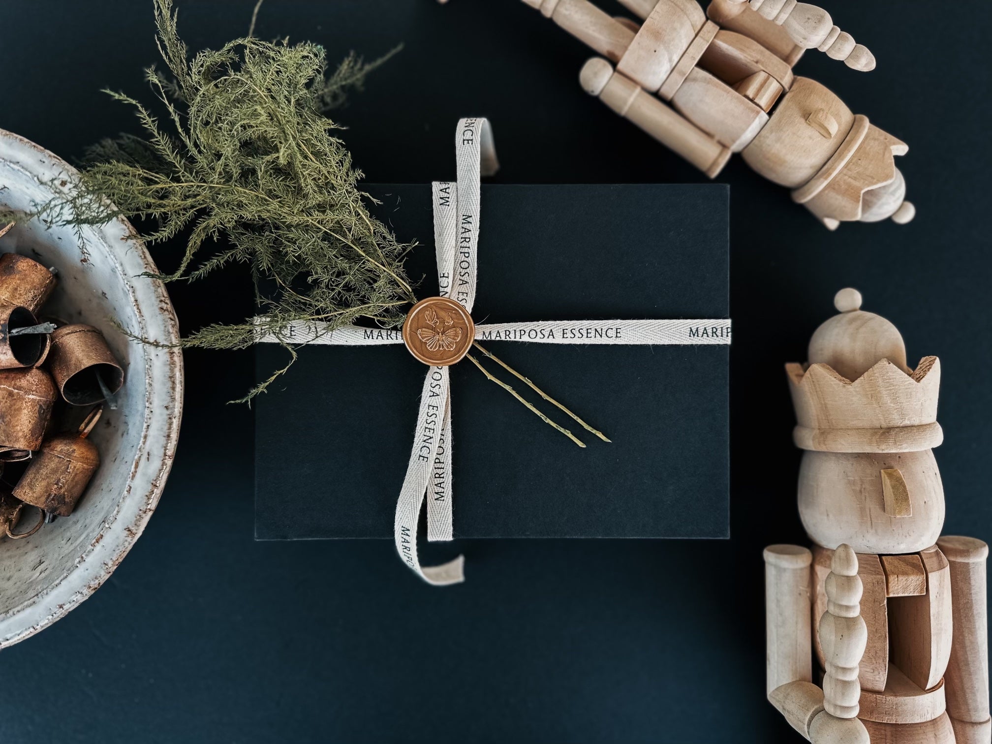 Body Bar Sampler displayed with wood nutcrackers and nana bells