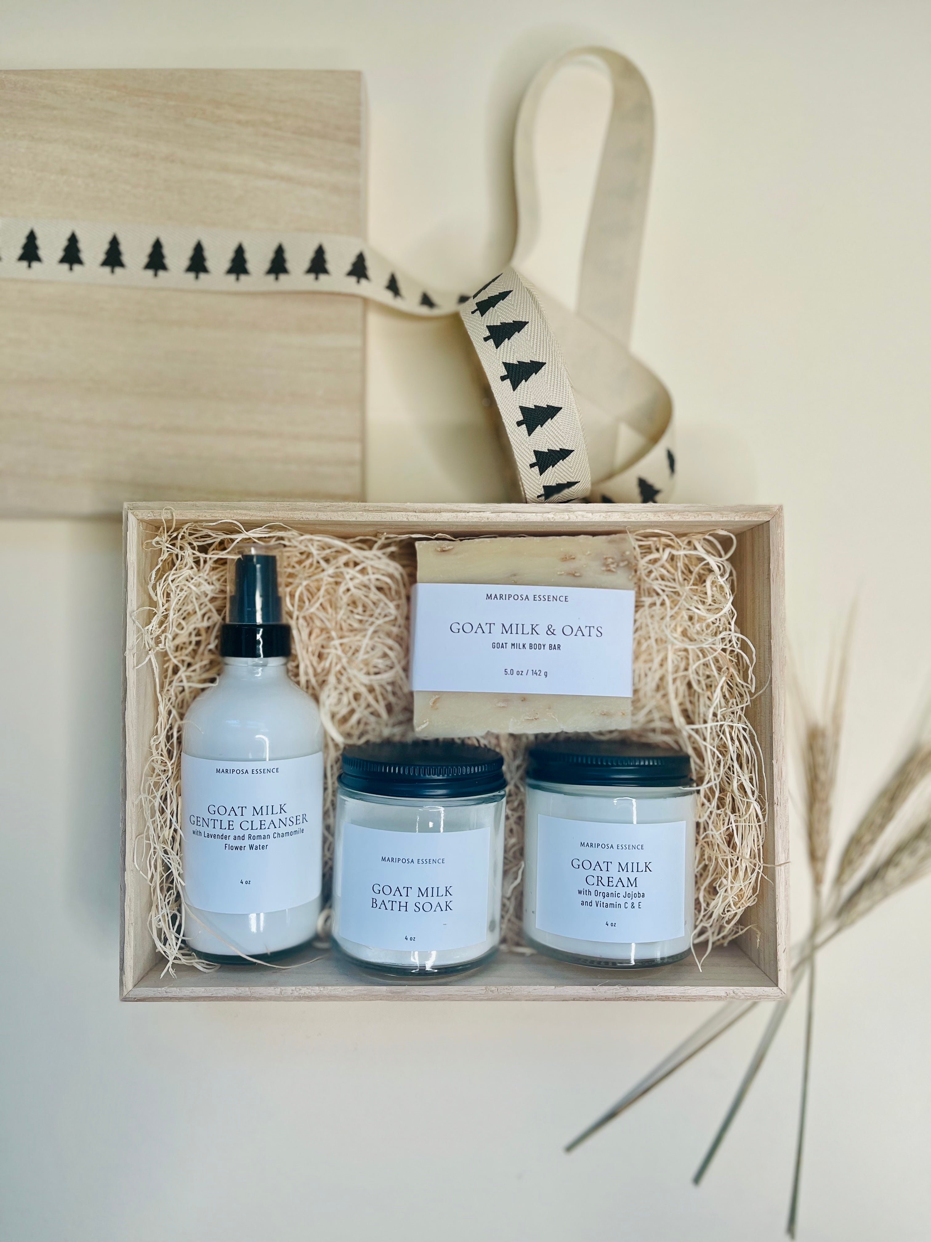 Goat Milk Selfcare Kit: Gentle Cleanser, bath soak, cream and body bar. 