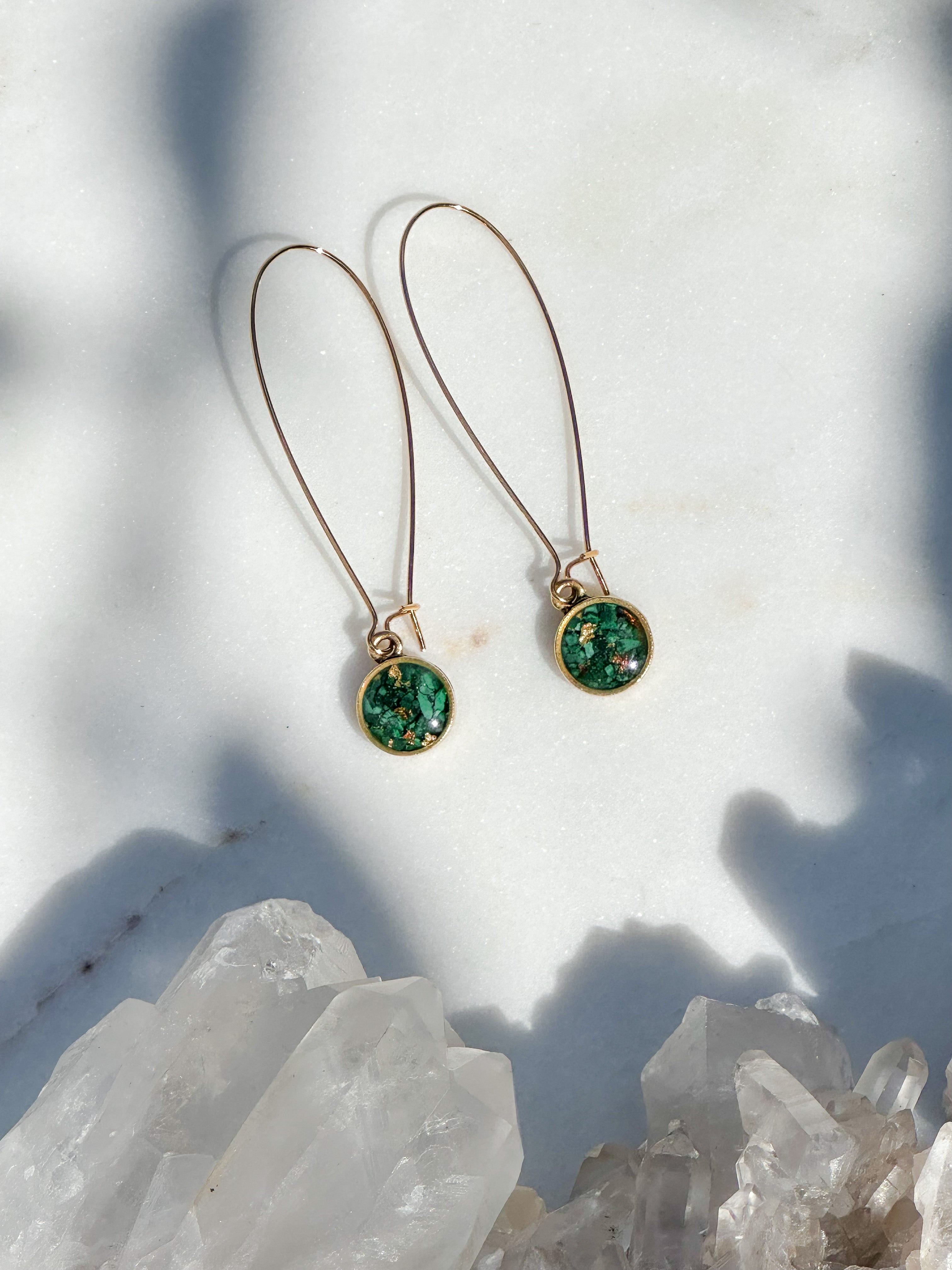 green gemstone earings