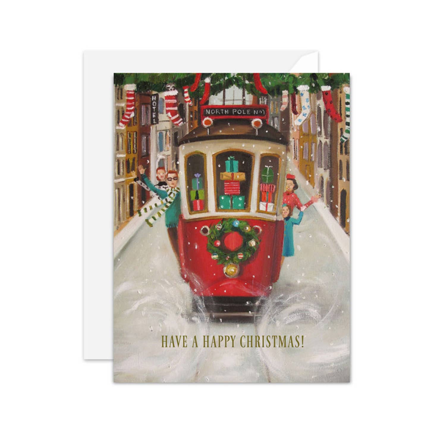 The Peppermint Family Christmas Trolley Card Box Set of 8
